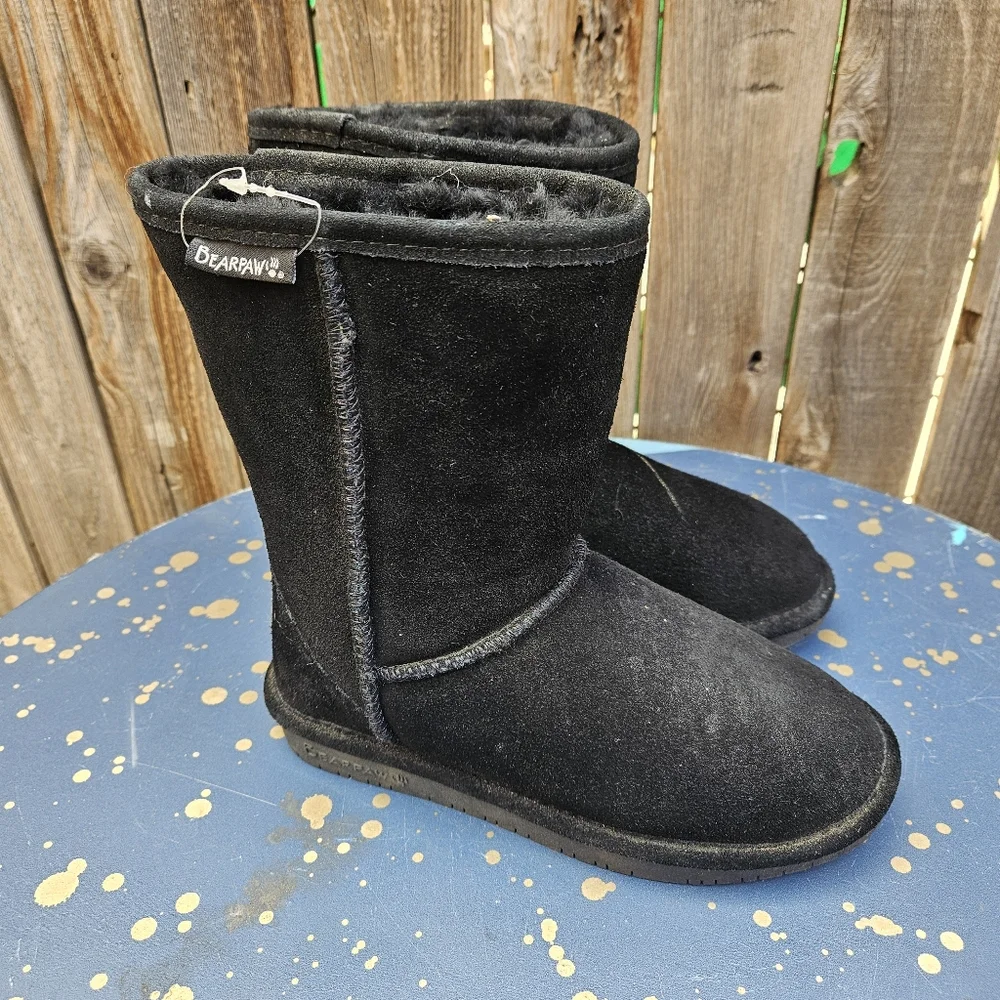 Bearpaw Black Suede Boots Women Size 5 - Picture 5 of 15